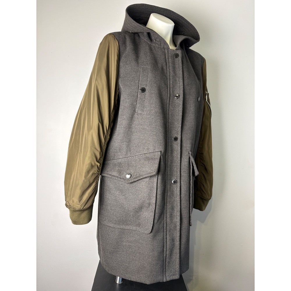 BCBGeneration Mixed Media Hooded Parka Coat Grey Olive Green XL - Picture 7 of 16